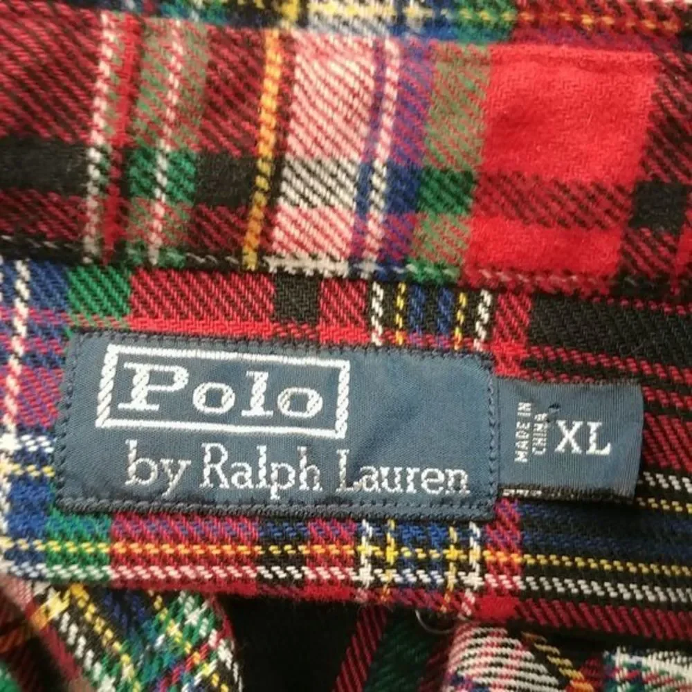 Vintage Polo Plaid‎ Flannel Elbow Patch Shirt